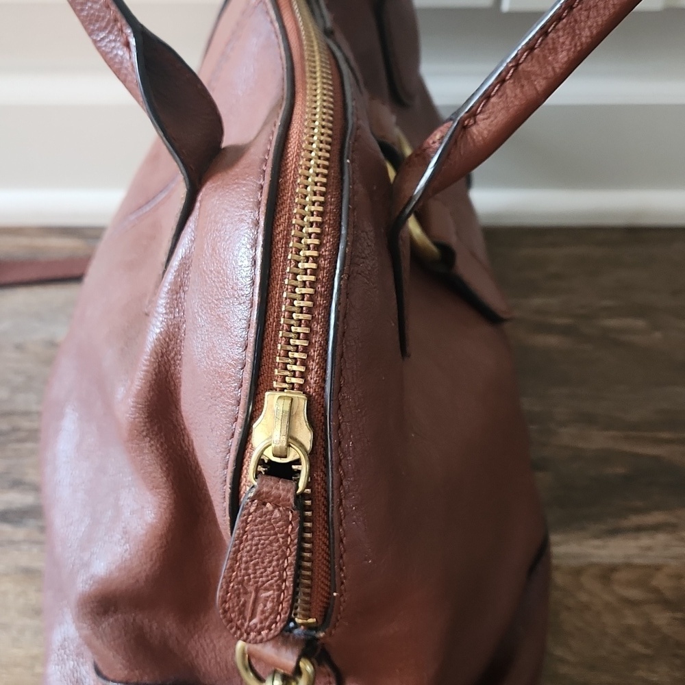 Frye Dome Brown Leather Bag With Adjustable Crossbody Strap - Picture 8 of 11
